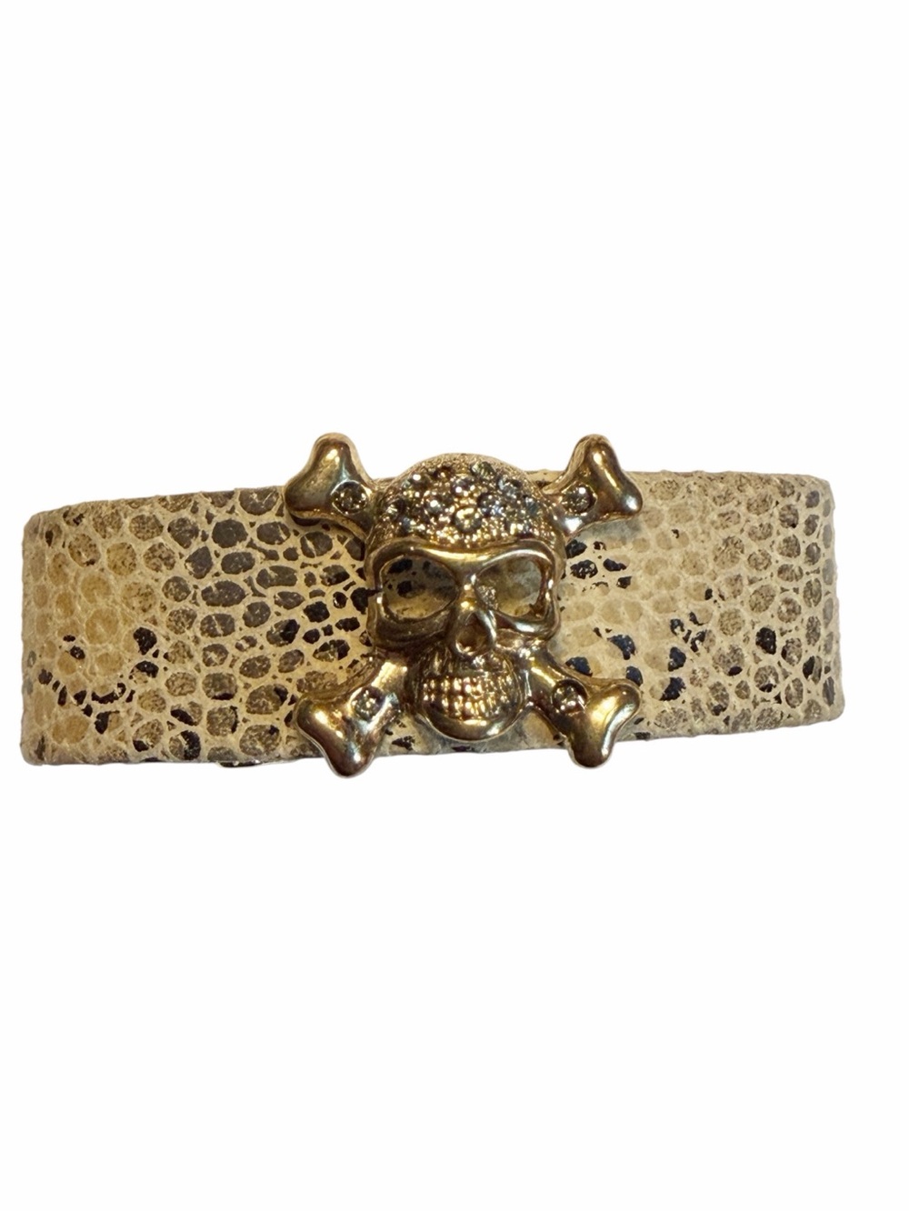Natasha Signed Gold Skull Cuff Bracelet Pre-loved